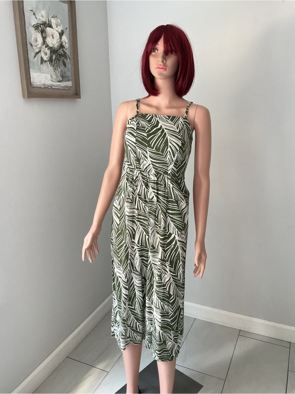 As U Wish Green & White Leaf Print Jumpsuit